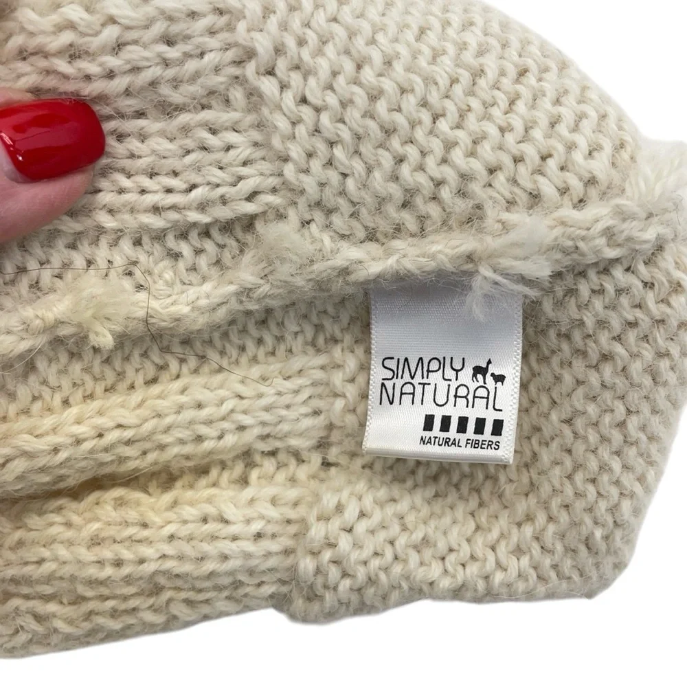 Peruvian Alpaca Knit Hat Cap OS Ivory/Natural